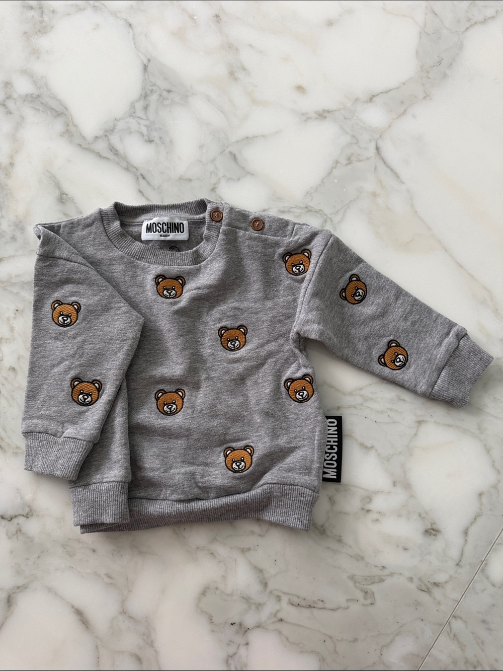 Moschino Grey Sweatshirt with Brown Bear Faces